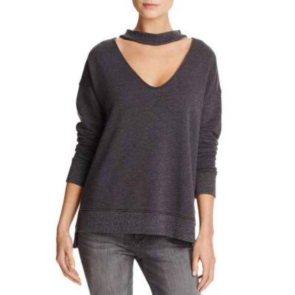 Joe's The Sofie Choker Cutout Neck Sweatshirt Gray